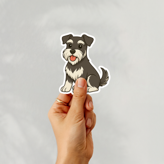 Custom Schnauzer Dog Sticker - Black and Silver | Personalized with Name