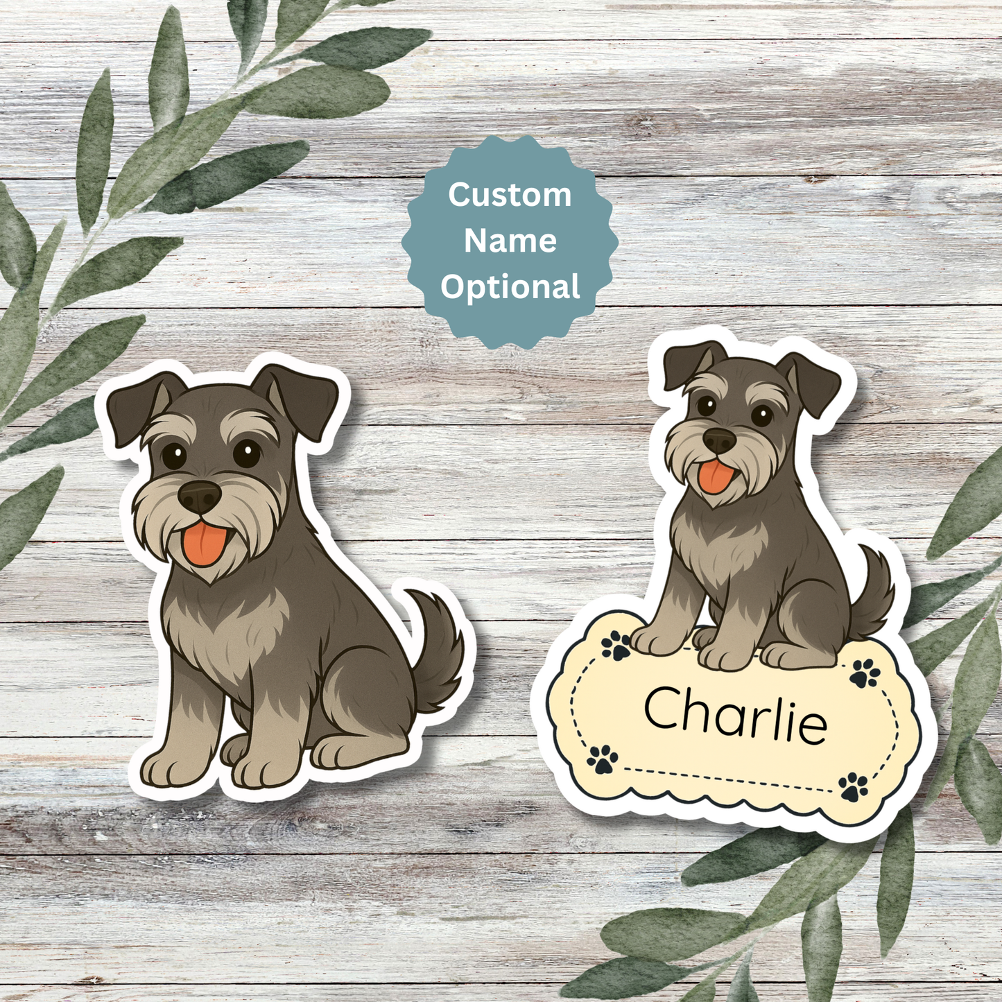 Custom Schnauzer Dog Sticker - Salt and Pepper | Personalized with Name