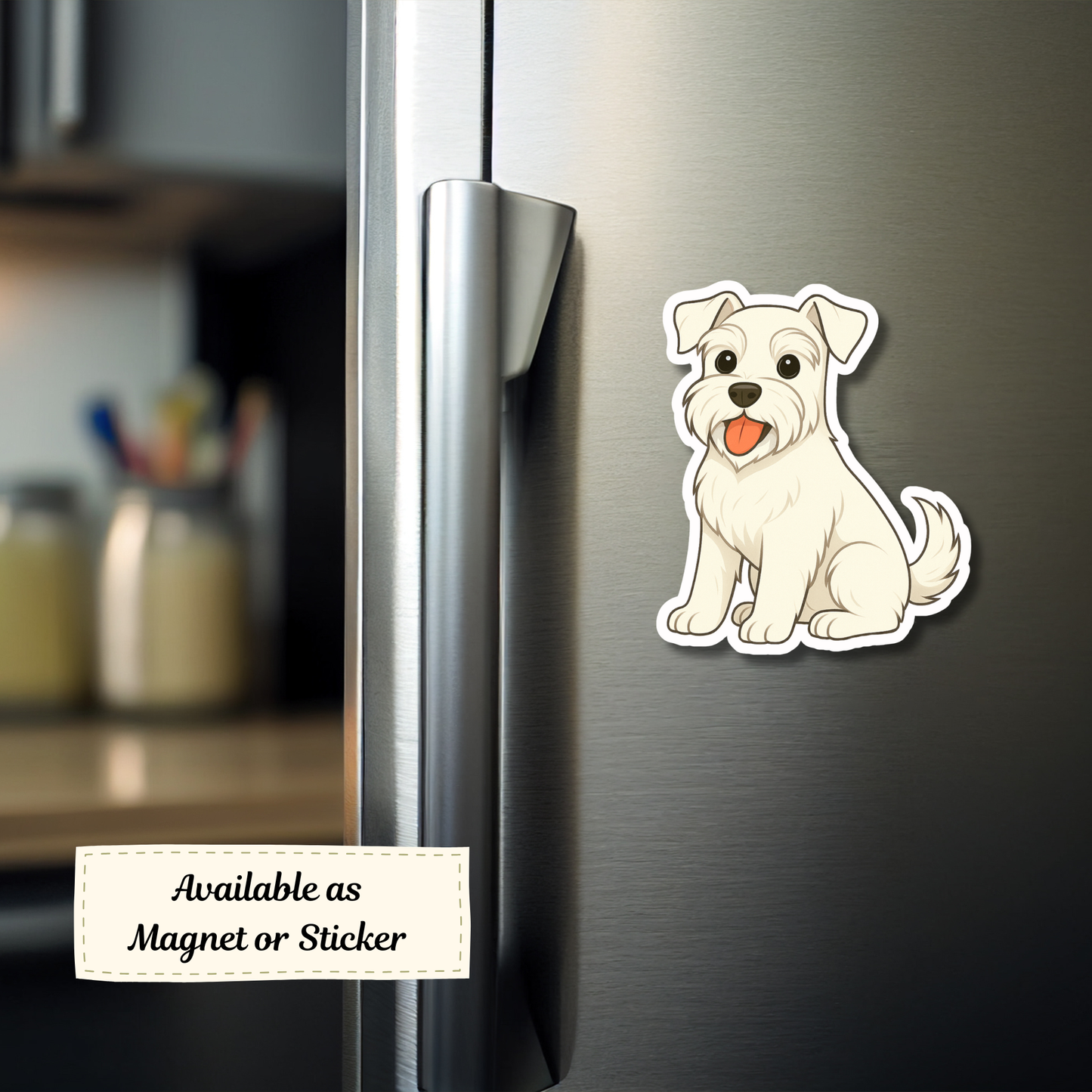 Custom Schnauzer Dog Sticker - White | Personalized with Name