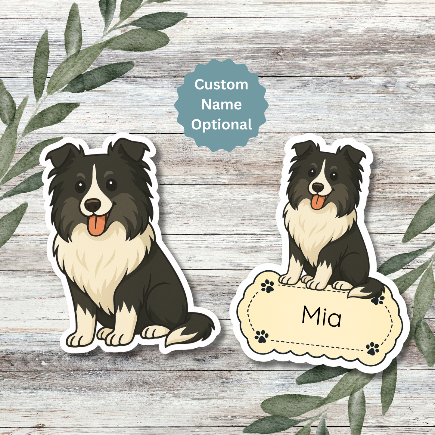 Custom Sheltie Dog Sticker - Black and White | Personalized with Name