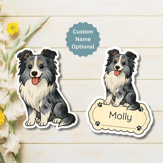 Custom Sheltie Dog Magnet - Blue Merle | Personalized with Pet Name