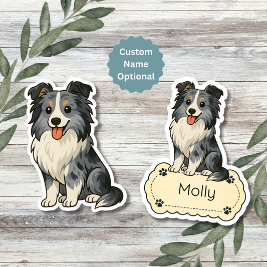 Custom Sheltie Dog Sticker - Blue Merle | Personalized with Name