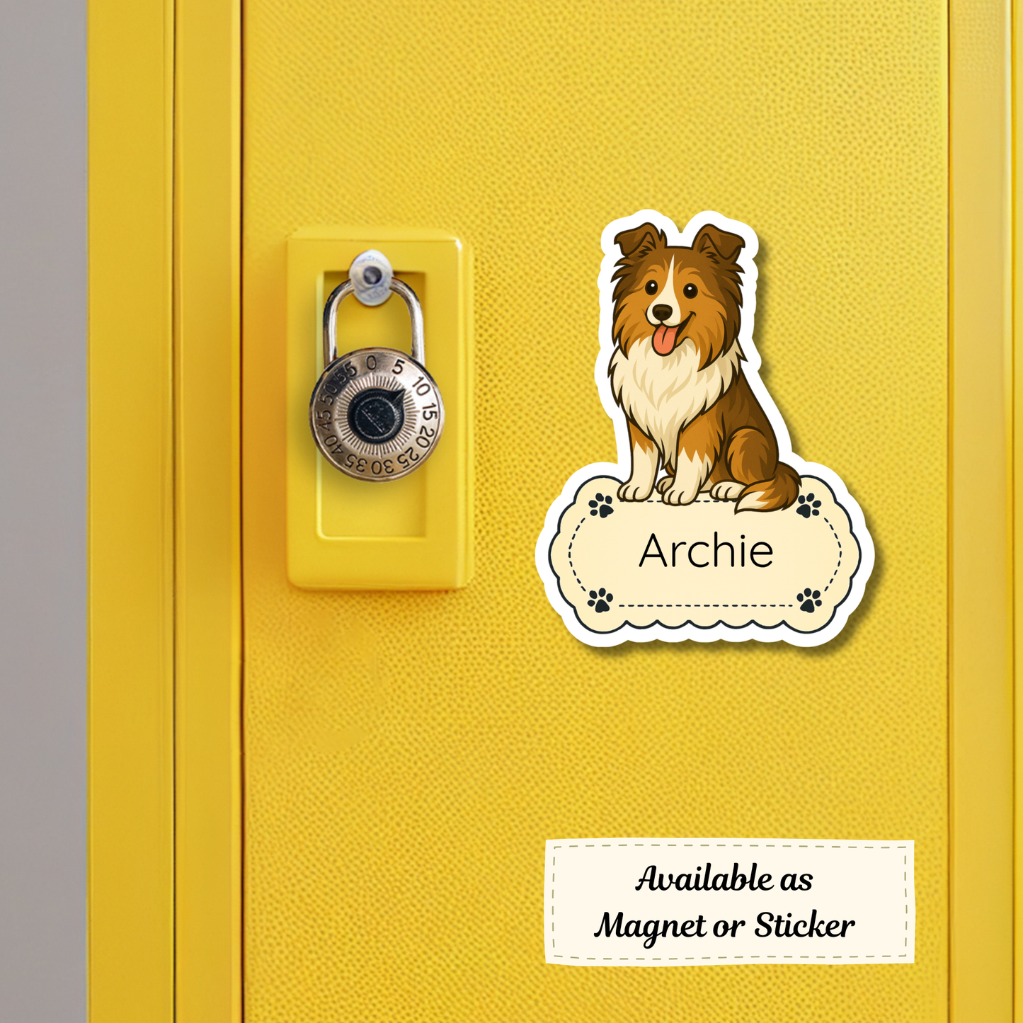 Custom Sheltie Dog Sticker - Sable and White | Personalized with Name