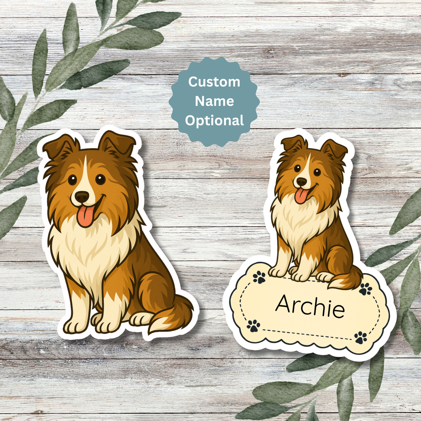 Custom Sheltie Dog Sticker - Sable and White | Personalized with Name