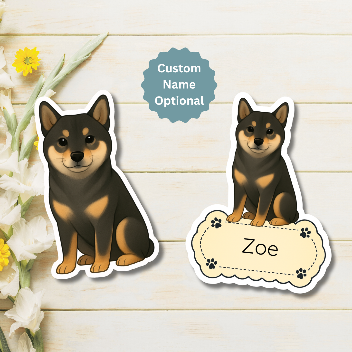 Custom Shiba Inu Dog Magnet - Black and Tan | Personalized with Pet Name
