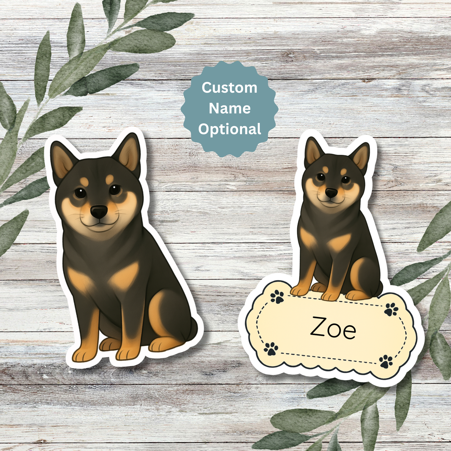 Custom Shiba Inu Dog Sticker - Black and Tan | Personalized with Name