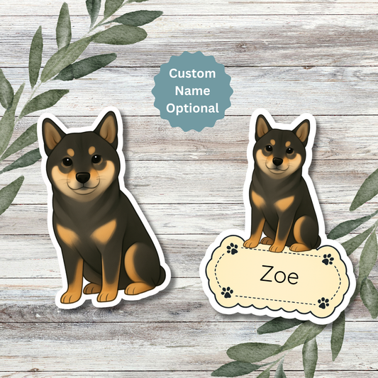 Custom Shiba Inu Dog Sticker - Black and Tan | Personalized with Name