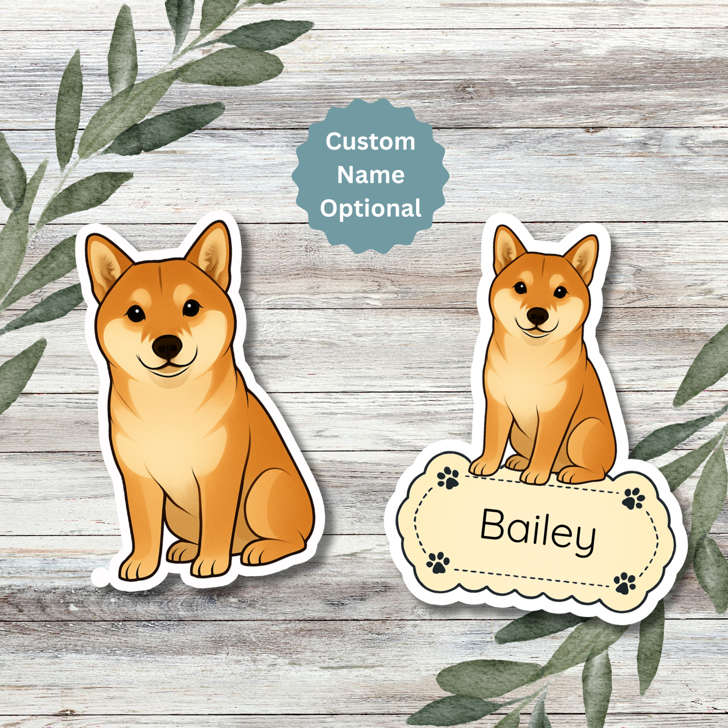 Custom Shiba Inu Dog Sticker - Red | Personalized with Name