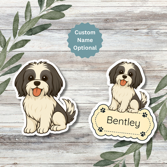 Custom Shih Tzu Dog Sticker - Black and White | Personalized with Name