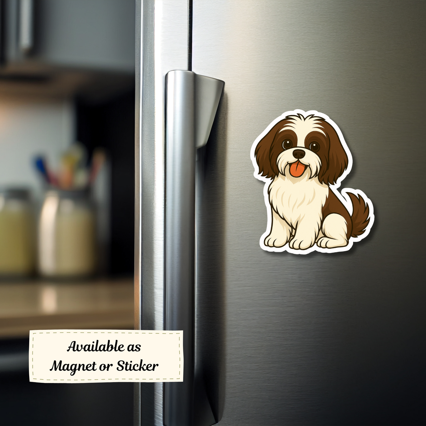 Custom Shih Tzu Dog Sticker - Brown and White | Personalized with Name