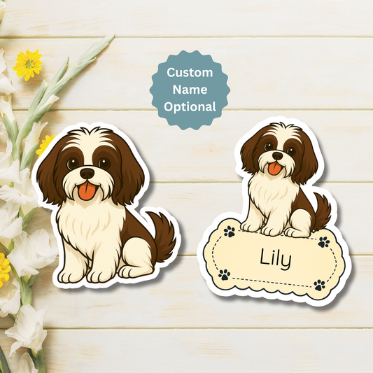 Custom Shih Tzu Dog Magnet - Brown and White | Personalized with Pet Name