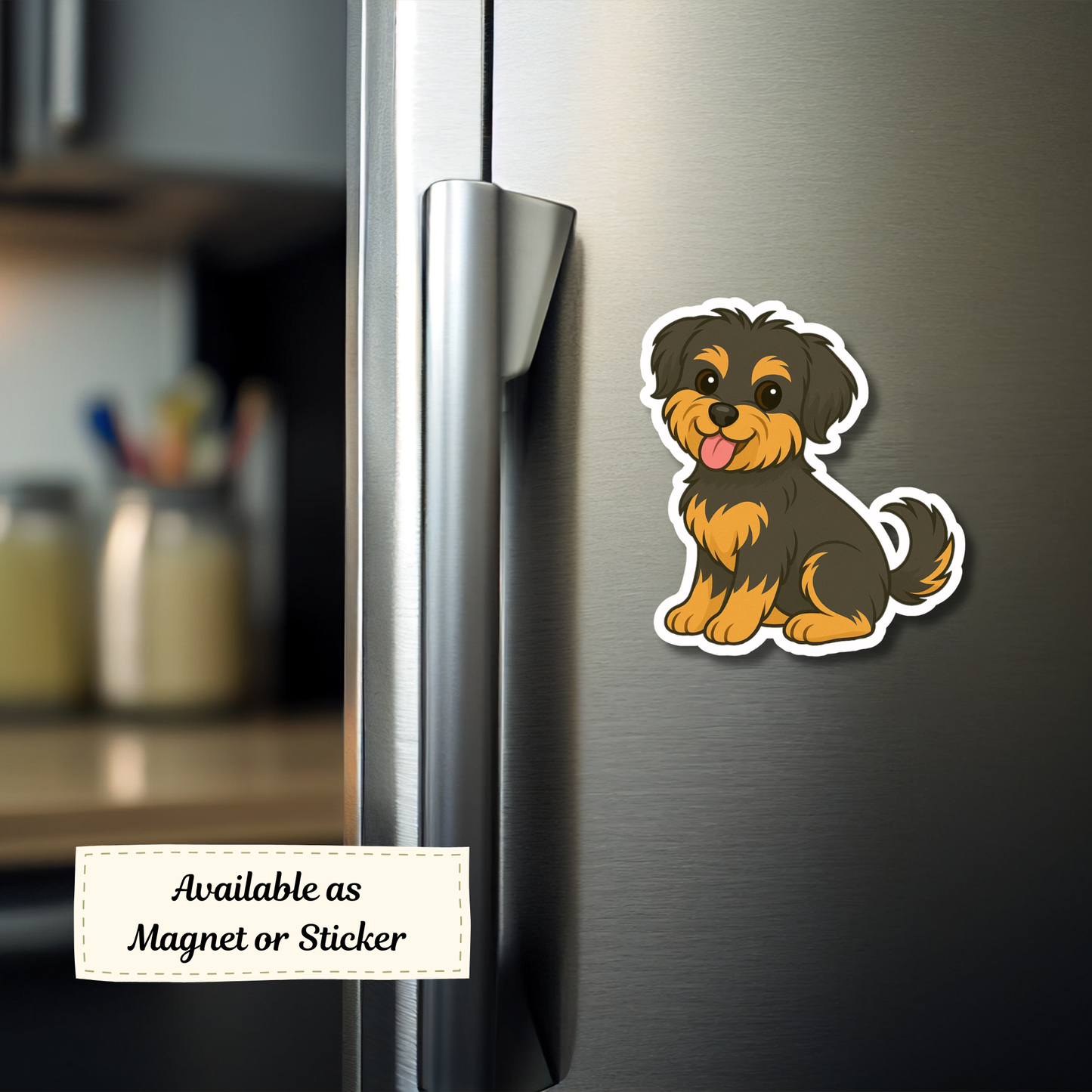 Custom Shorkie Dog Sticker - Black and Tan | Personalized with Name