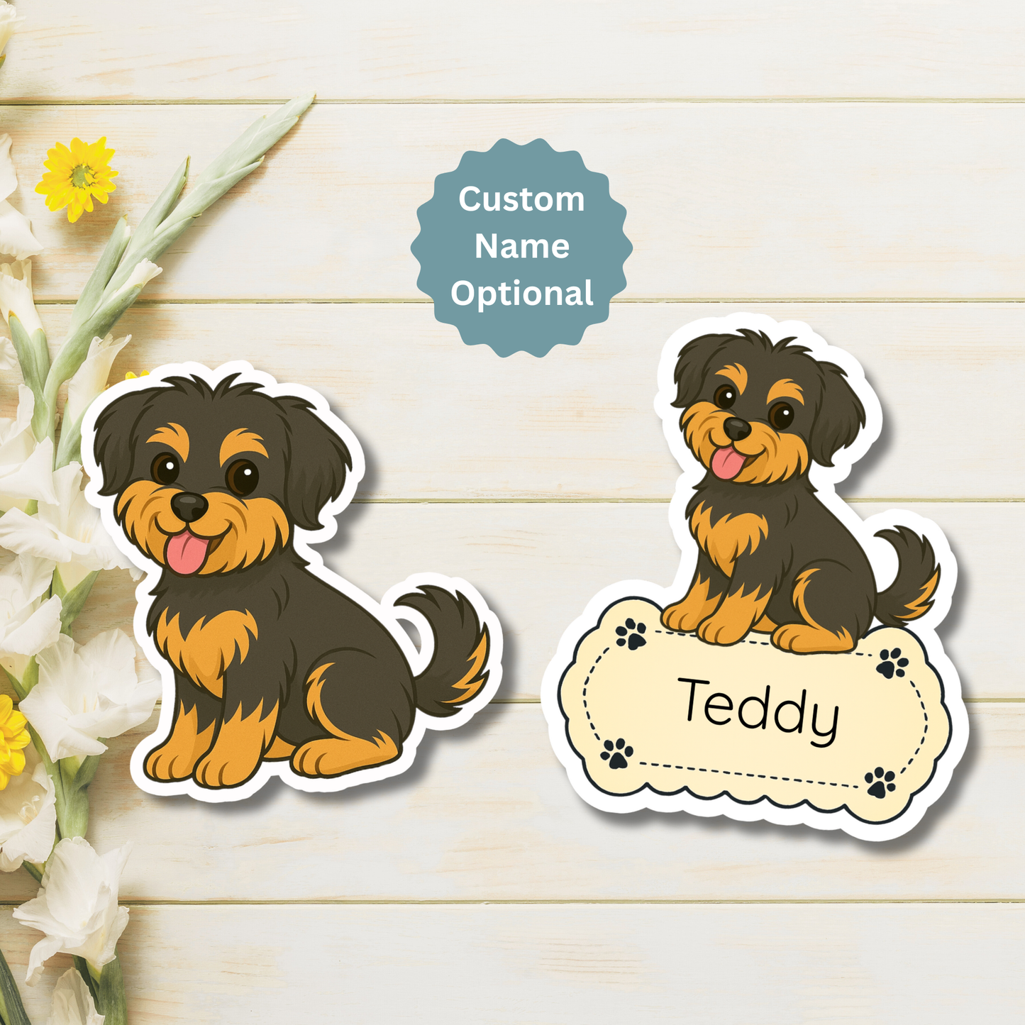Custom Shorkie Dog Magnet - Black and Tan | Personalized with Pet Name