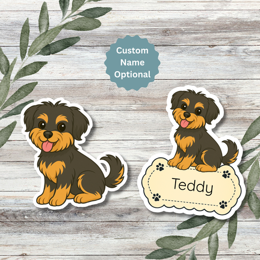 Custom Shorkie Dog Sticker - Black and Tan | Personalized with Name