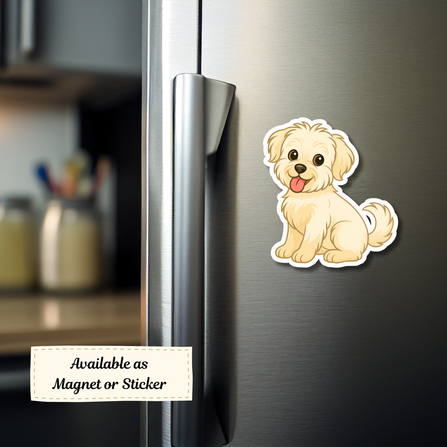 Custom Shorkie Dog Sticker - Cream | Personalized with Name