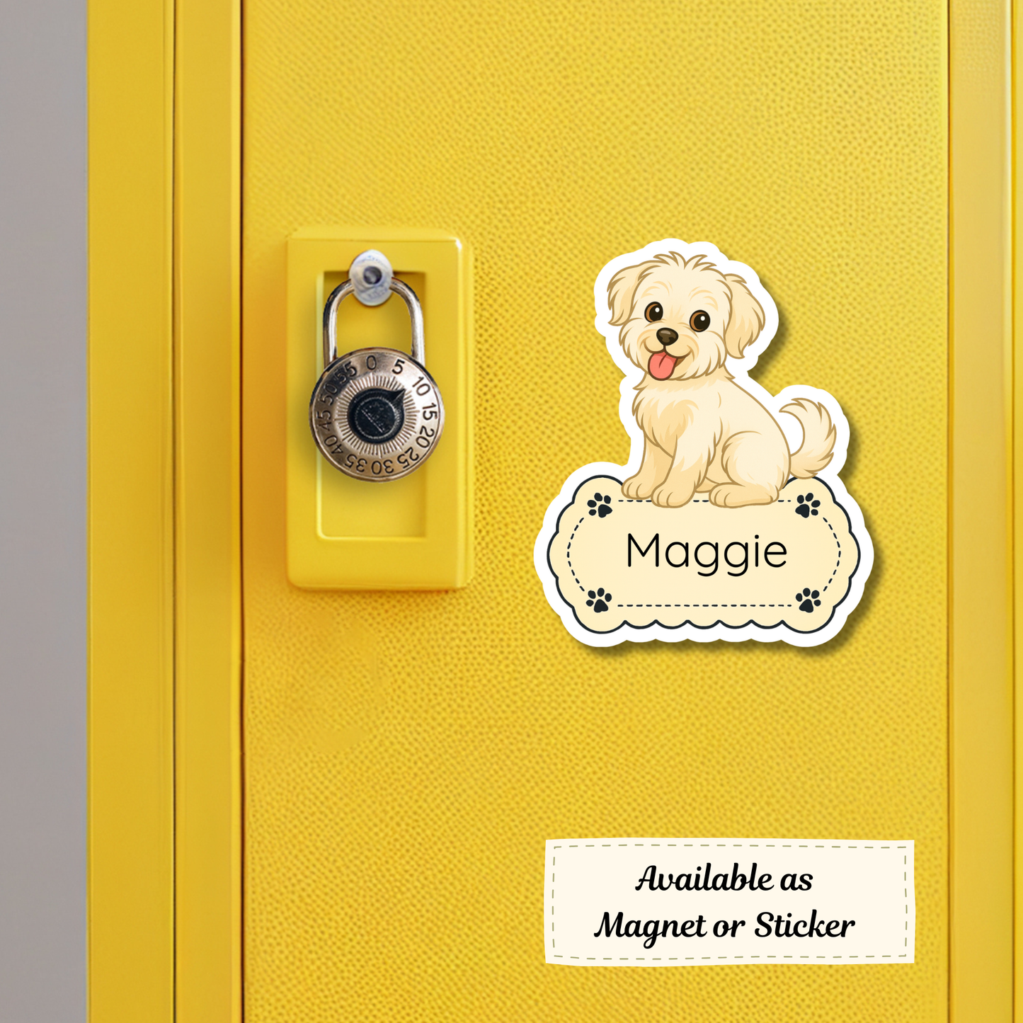 Custom Shorkie Dog Sticker - Cream | Personalized with Name