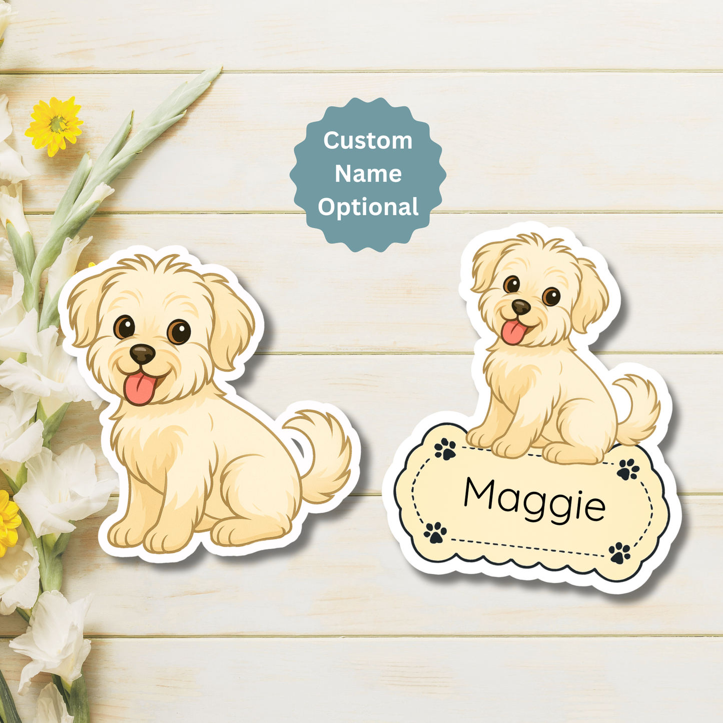 Custom Shorkie Dog Magnet - Cream | Personalized with Pet Name