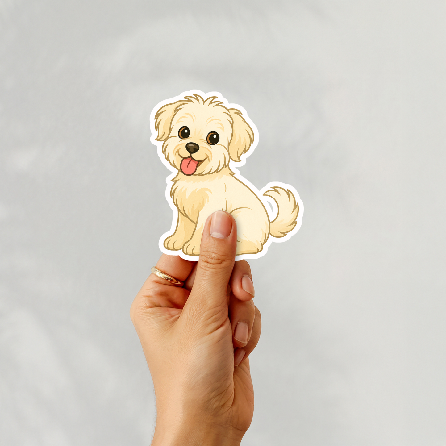 Custom Shorkie Dog Sticker - Cream | Personalized with Name