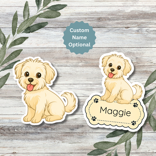 Custom Shorkie Dog Sticker - Cream | Personalized with Name