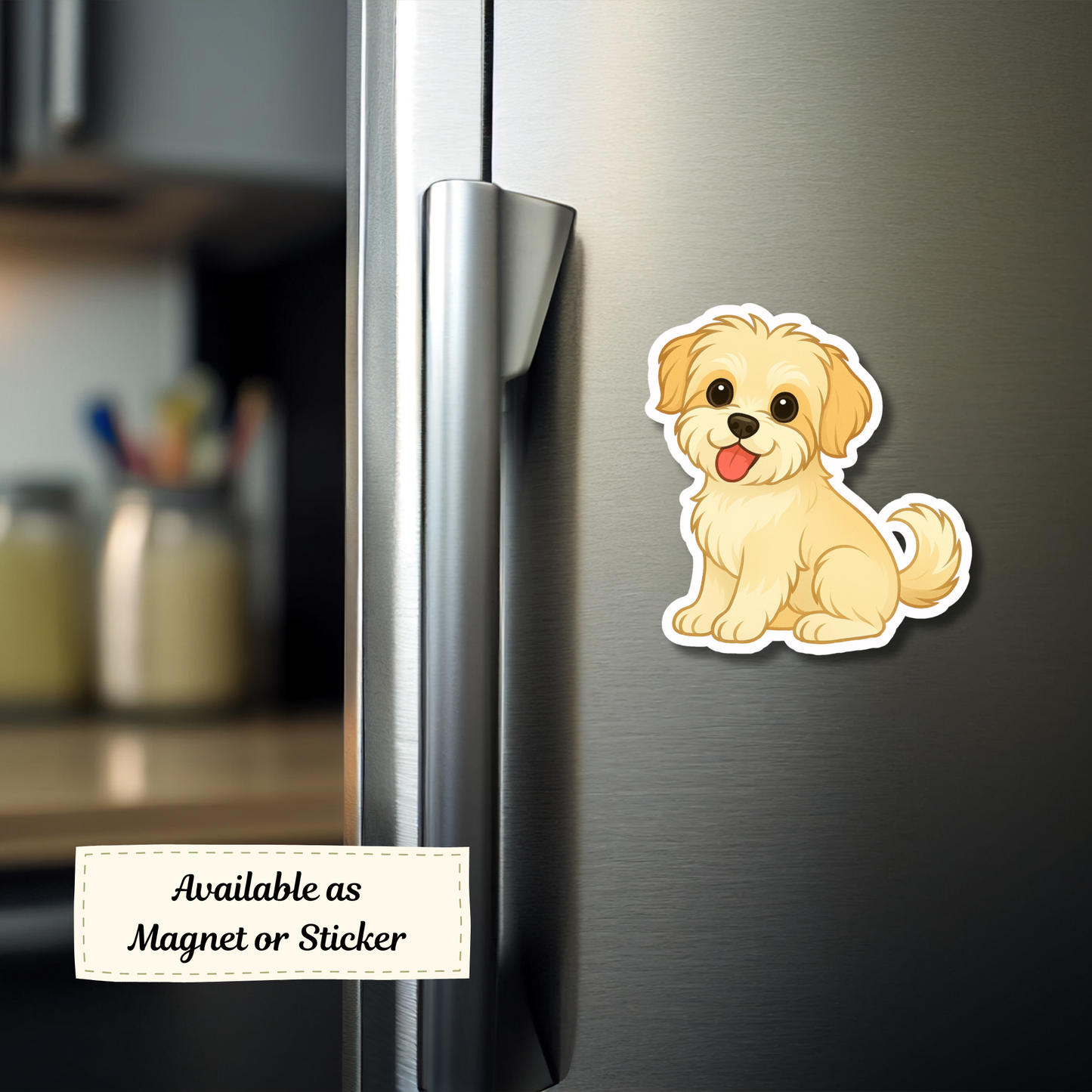 Custom Shorkie Dog Sticker - Gold and White | Personalized with Name