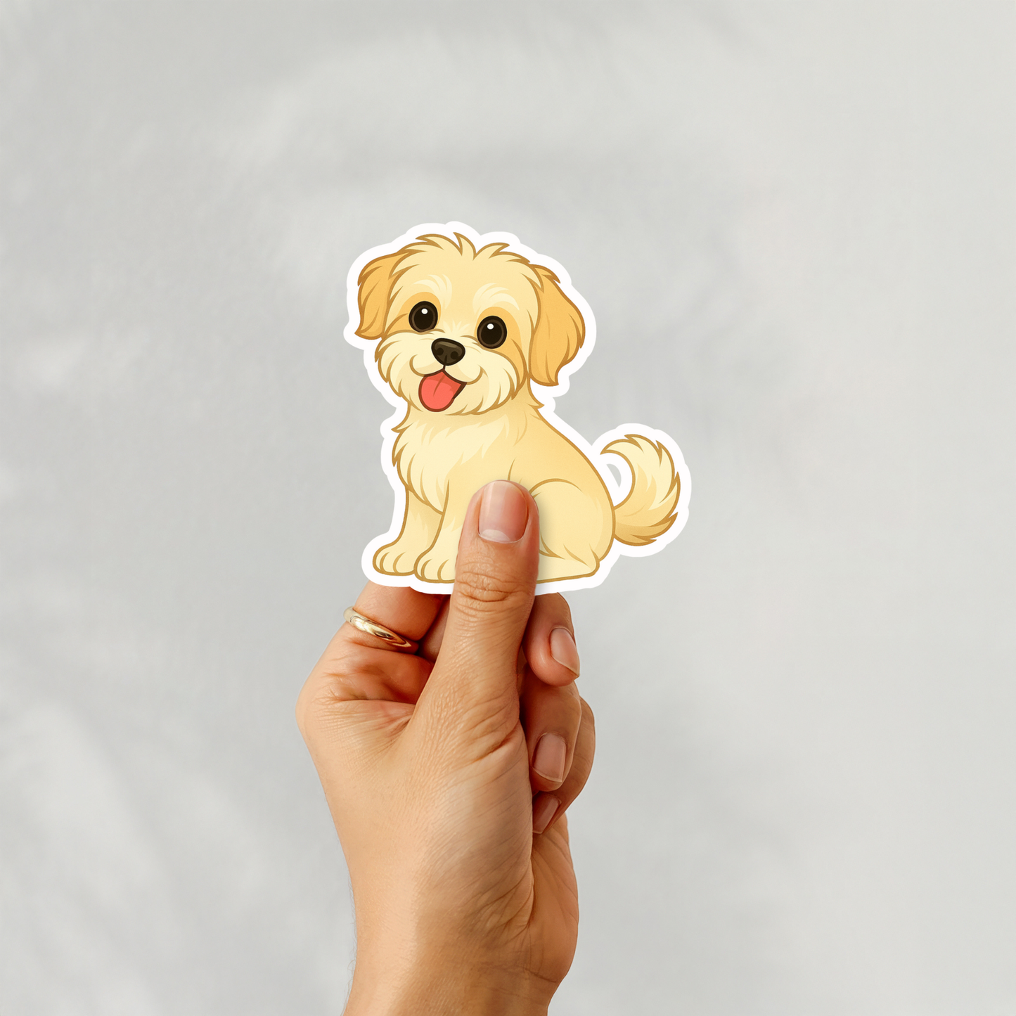 Custom Shorkie Dog Sticker - Gold and White | Personalized with Name