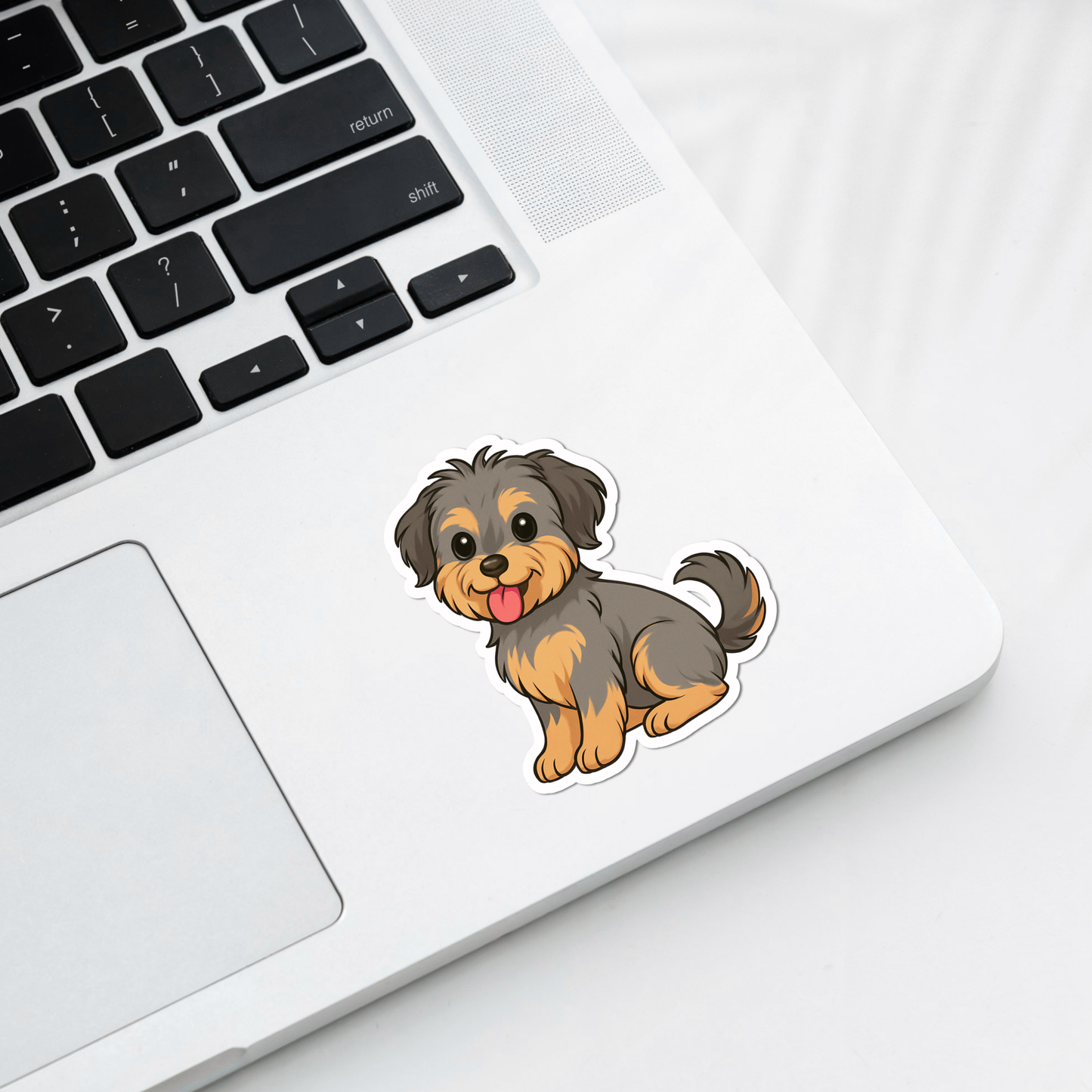 Custom Shorkie Dog Sticker - Silver and Tan | Personalized with Name