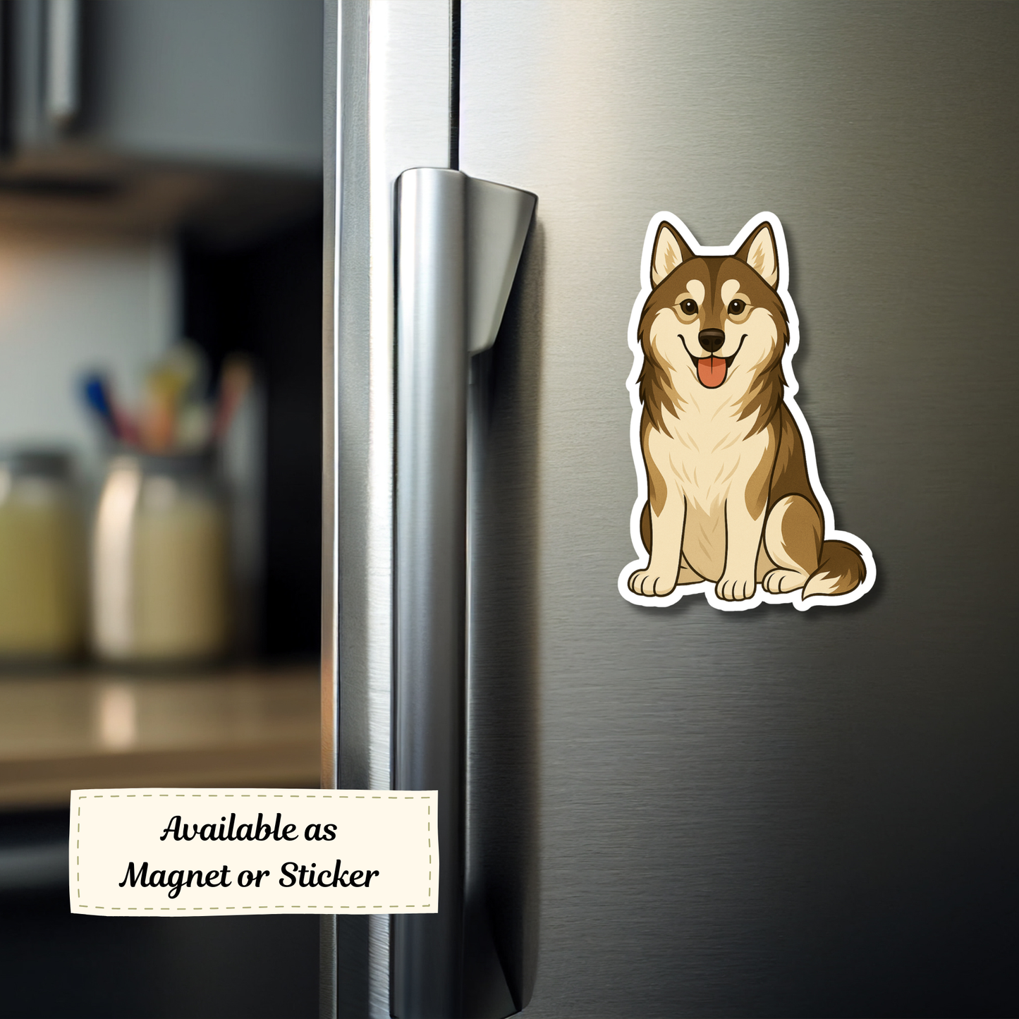 Custom Siberian Husky Dog Magnet - Agouti and White | Personalized with Pet Name