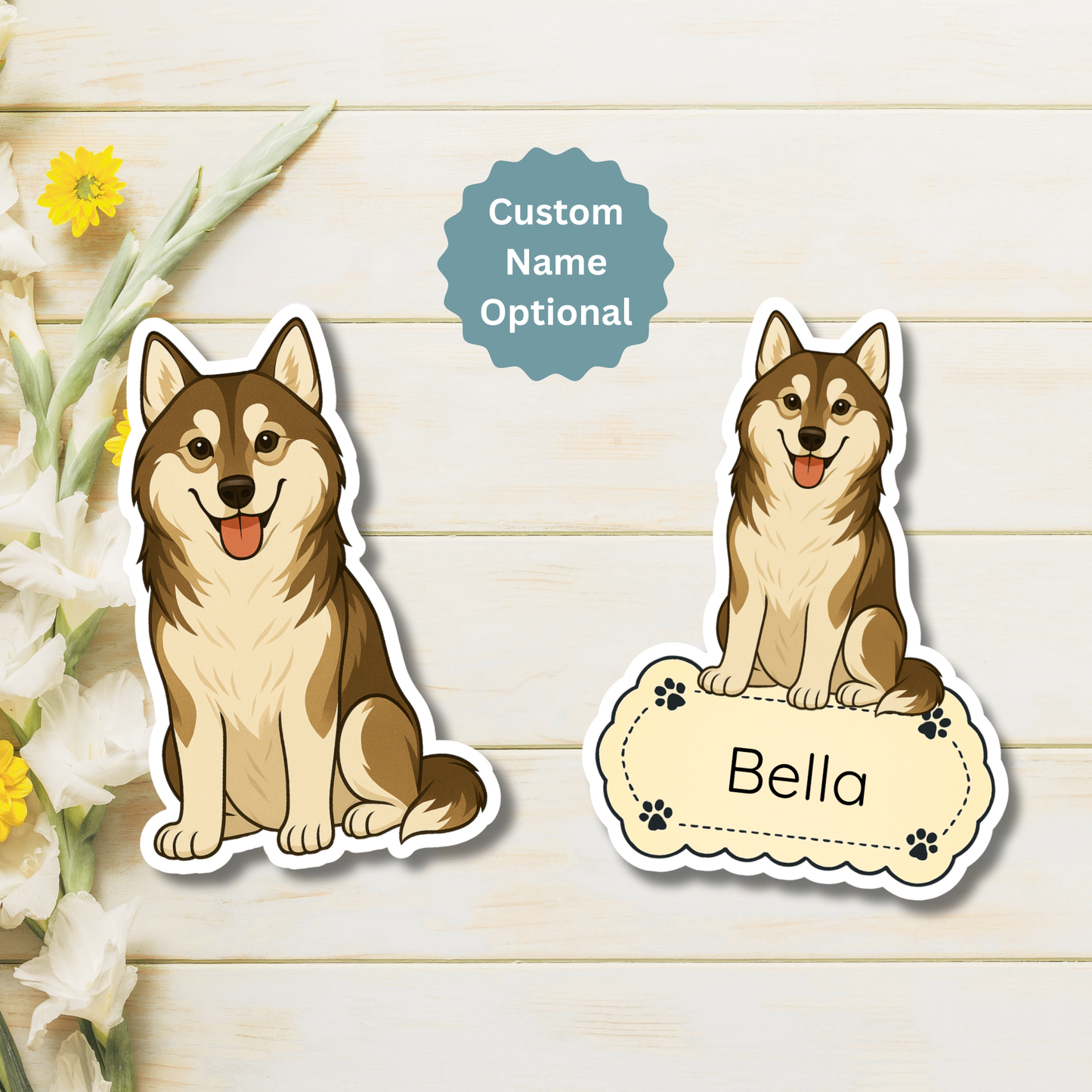 Custom Siberian Husky Dog Magnet - Agouti and White | Personalized with Pet Name