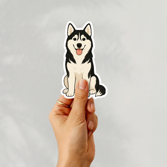 Custom Siberian Husky Dog Sticker - Black and White | Personalized with Name