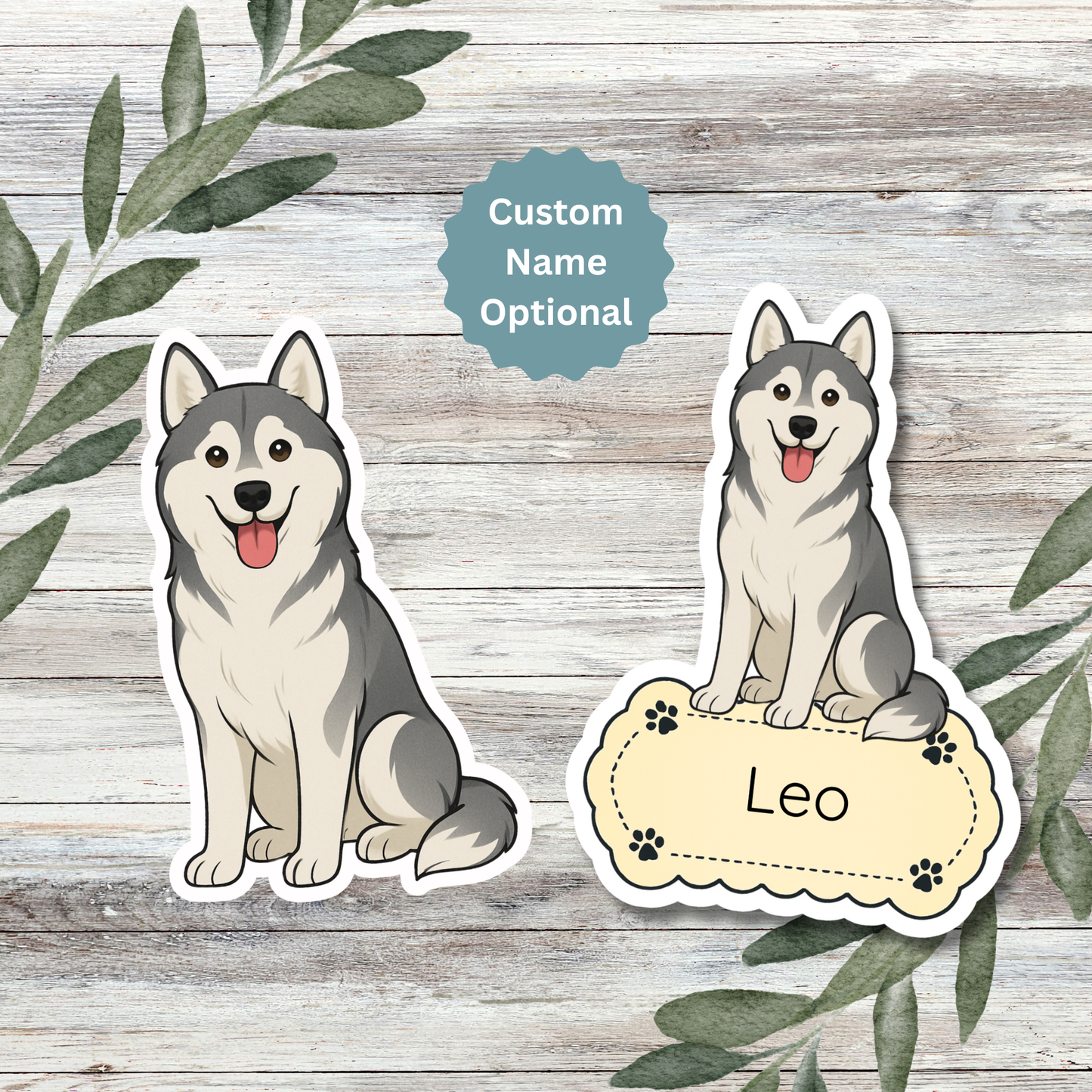 Custom Siberian Husky Dog Magnet - Gray and White | Personalized with Pet Name