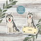 Custom Siberian Husky Dog Sticker - Gray and White | Personalized with Name