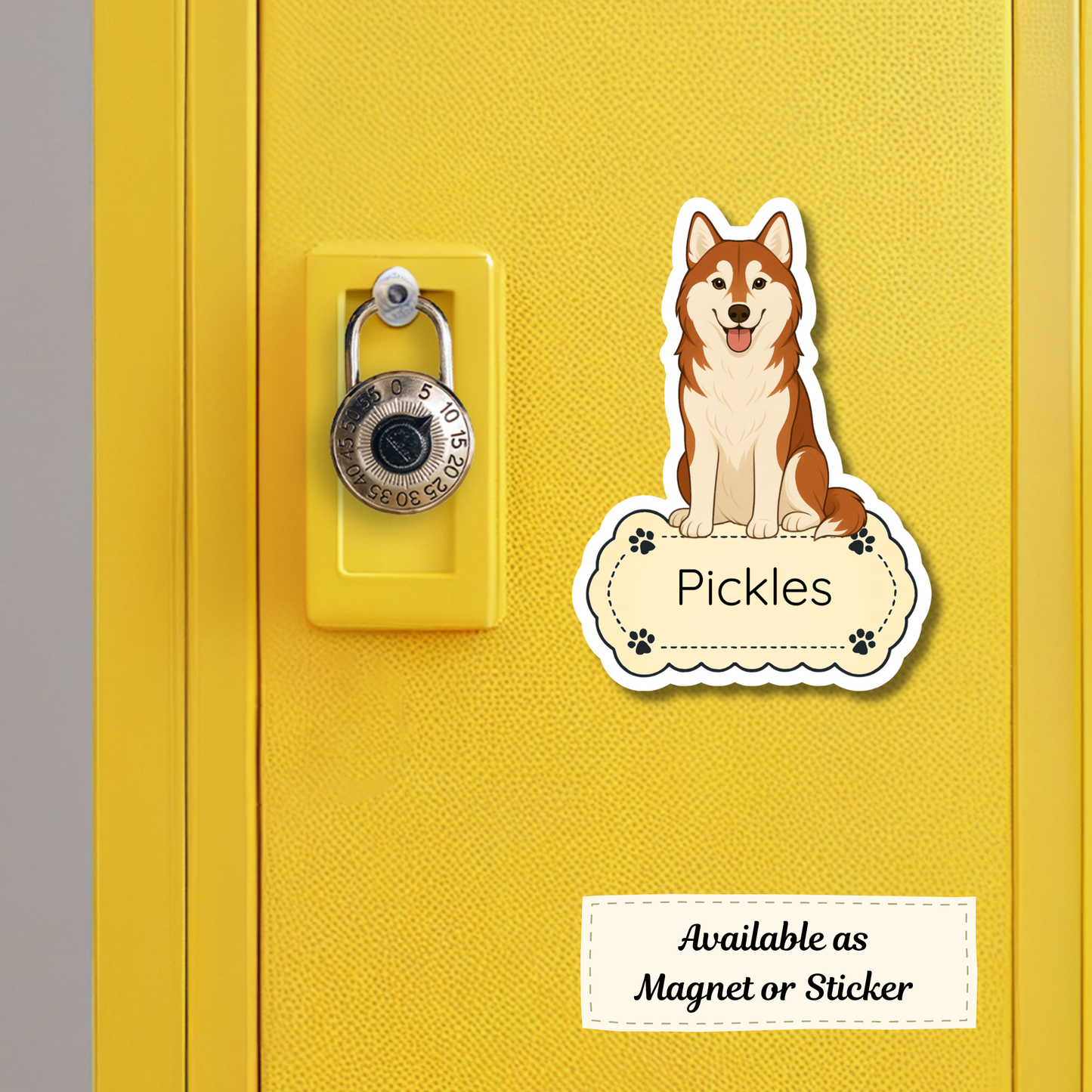 Custom Siberian Husky Dog Sticker - Red and White | Personalized with Name