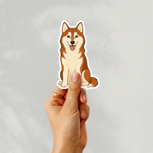 Custom Siberian Husky Dog Sticker - Red and White | Personalized with Name