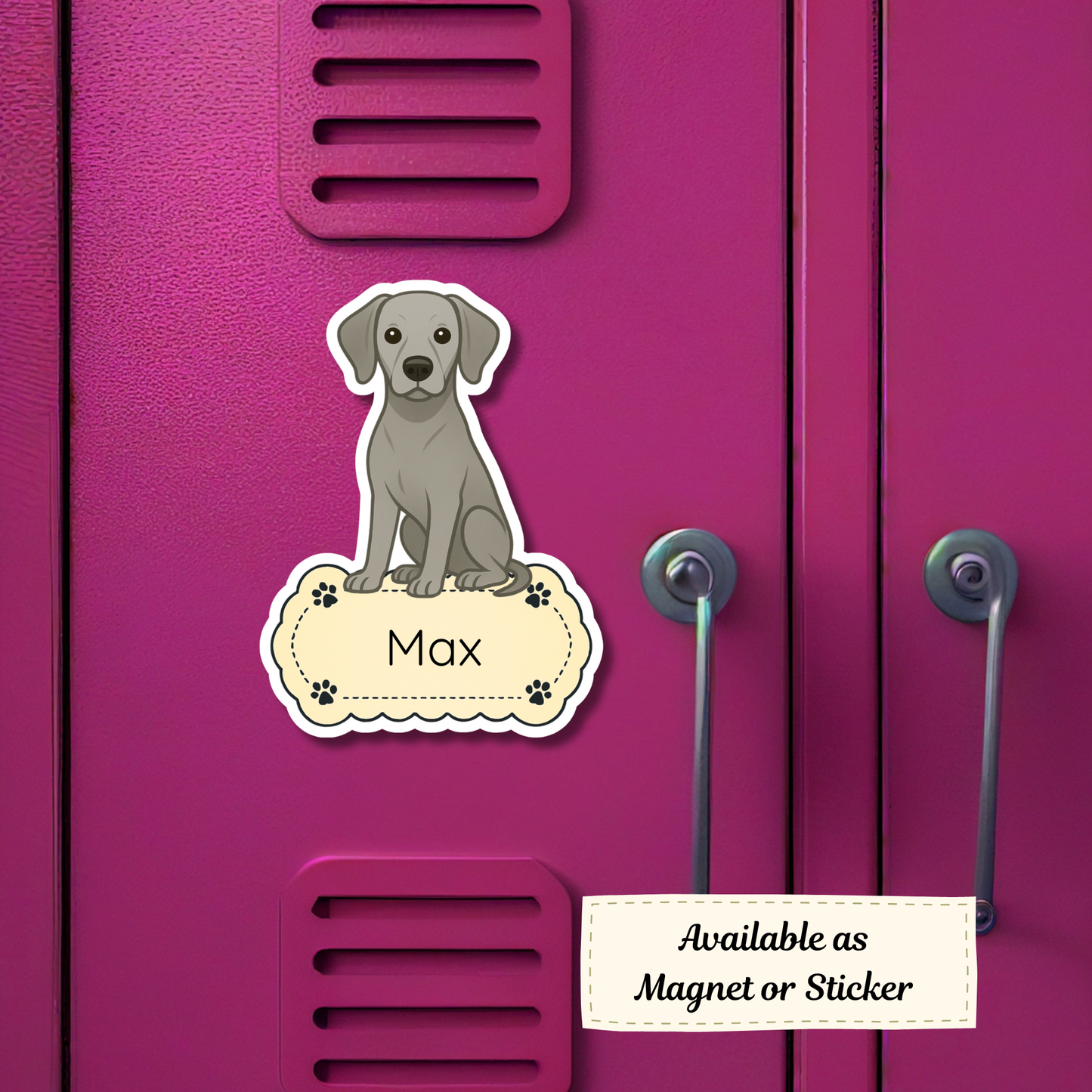 Custom Weimaraner Dog Sticker - Silver Gray | Personalized with Name