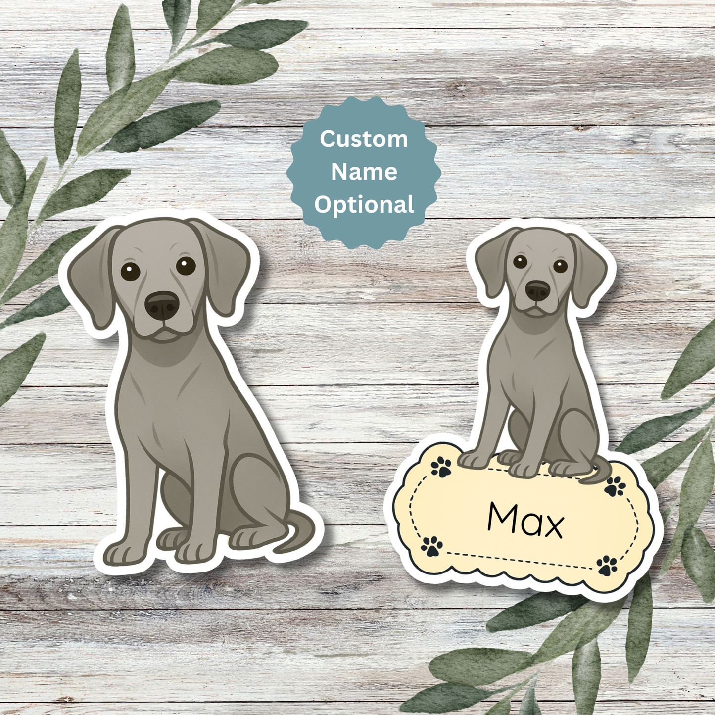 Custom Weimaraner Dog Sticker - Silver Gray | Personalized with Name