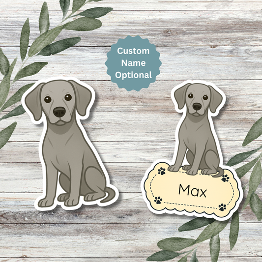 Custom Weimaraner Dog Sticker - Silver Gray | Personalized with Name