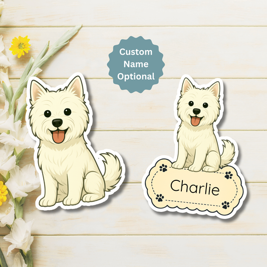 Custom Westie Dog Magnet - White  | Personalized with Pet Name