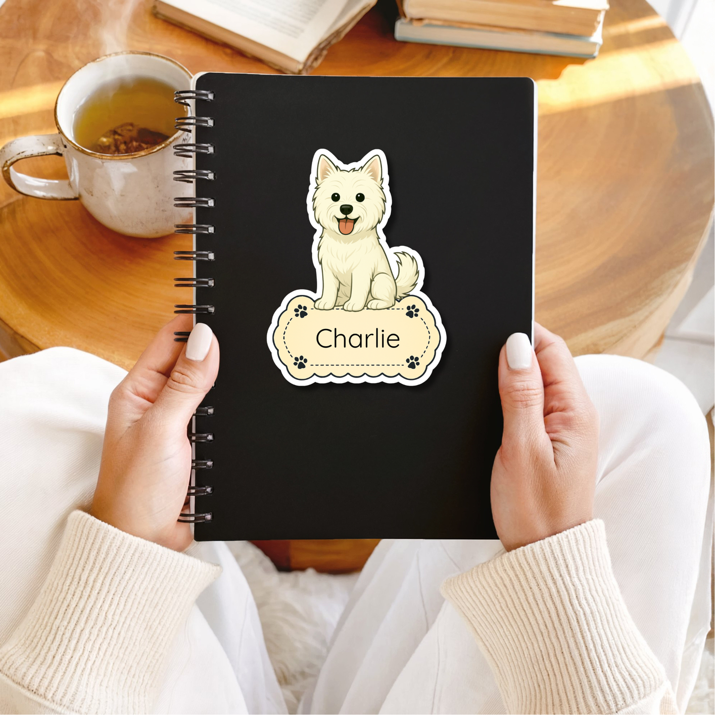 Custom Westie Dog Sticker - White | Personalized with Name