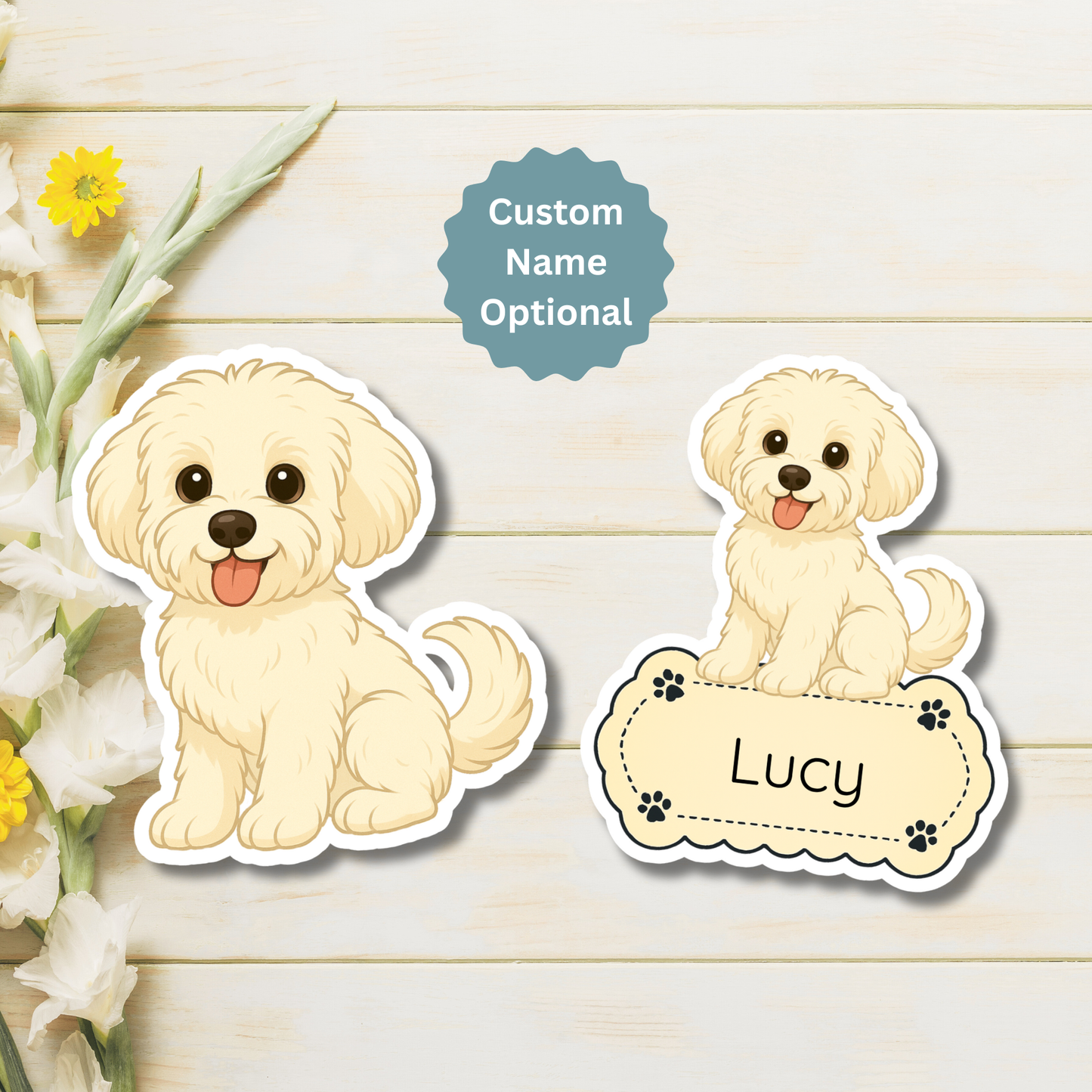 Custom Yorkiepoo Dog Magnet - Cream | Personalized with Pet Name
