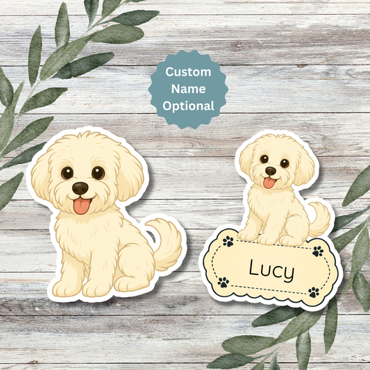 Custom Yorkiepoo Dog Sticker - Cream | Personalized with Name