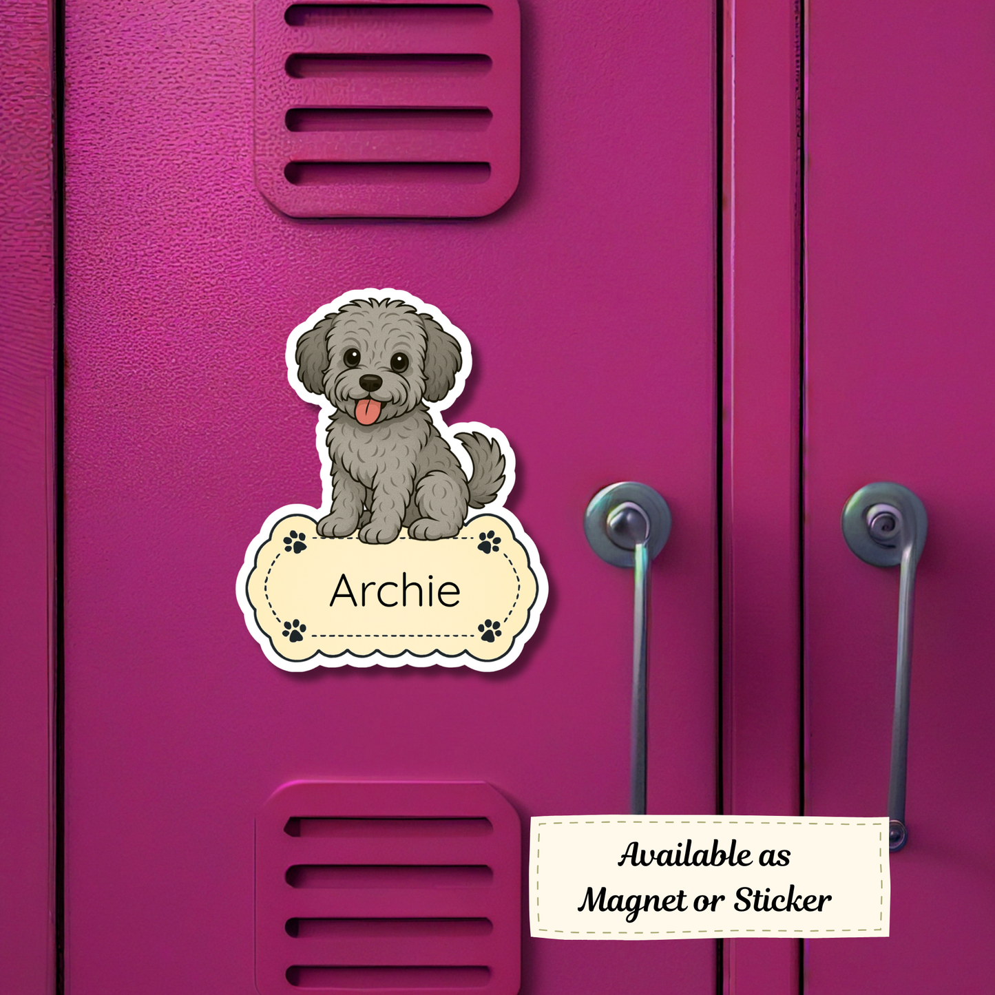 Custom Yorkiepoo Dog Sticker - Silver | Personalized with Name