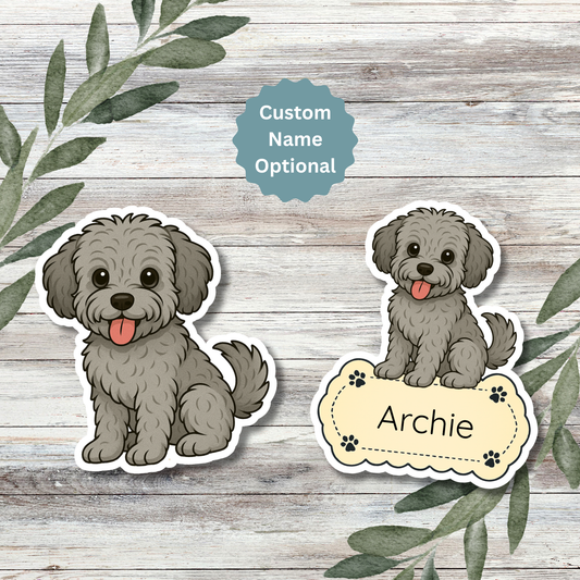 Custom Yorkiepoo Dog Sticker - Silver | Personalized with Name