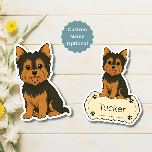 Custom Yorkshire Terrier Dog Magnet - Cropped Ears Black and Tan | Personalized with Pet Name