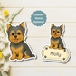 Aimant personnalisé pour Yorkshire Terrier – Oreilles coupées bleu et feu | Personnalisable avec le nom de l'animal