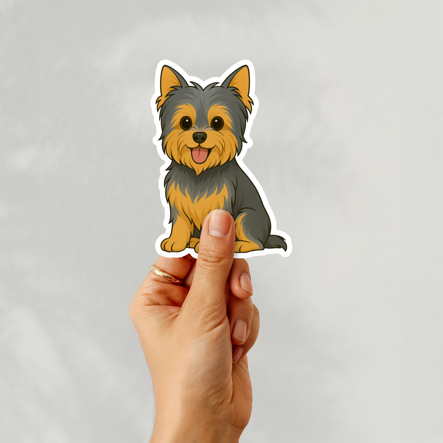 Custom Yorkshire Terrier Dog Sticker - Cropped Ears Blue and Tan | Personalized with Name