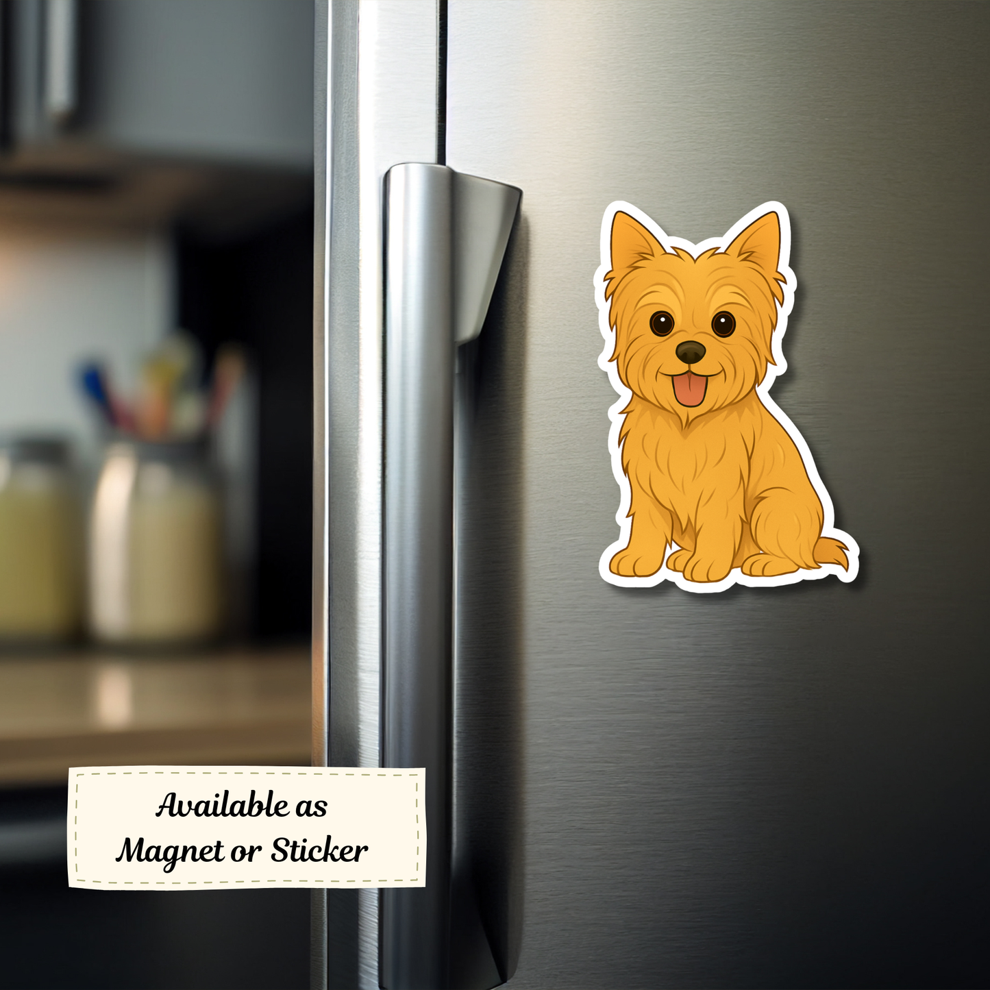 Custom Yorkshire Terrier Dog Sticker - Cropped Ears Golden | Personalized with Name