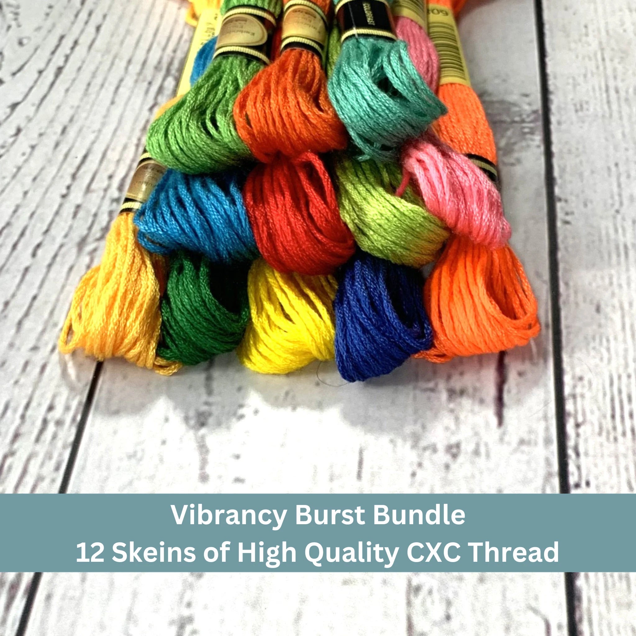 Vibrancy Burst Floss 12 pack Set – Bold & Bright Embroidery Thread Kit ...
