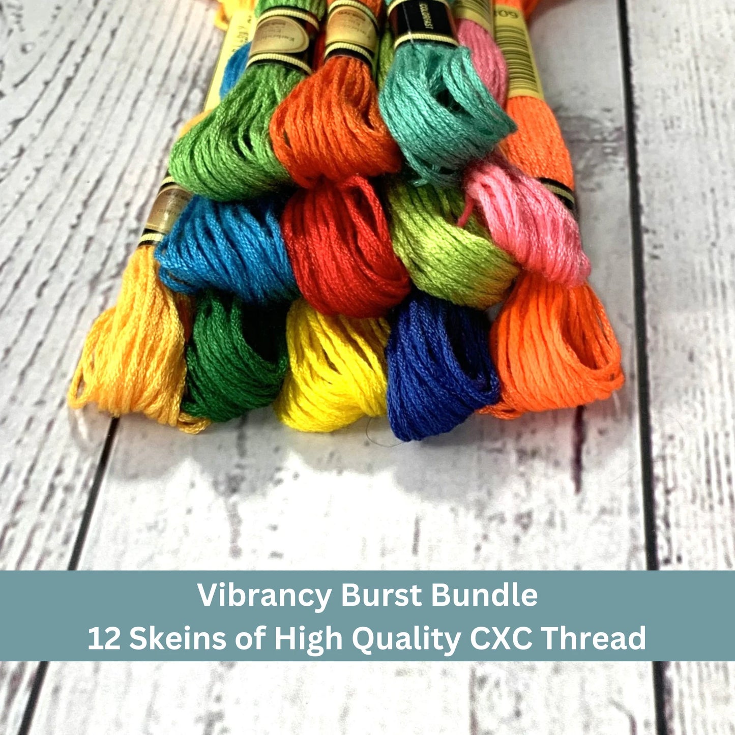 Lot de 12 fils à broder Vibrancy Burst Floss – Kit de fils à broder audacieux et lumineux