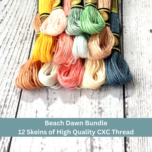 Lot de fils à broder Beach Dawn CXC – Fil à broder côtier pastel