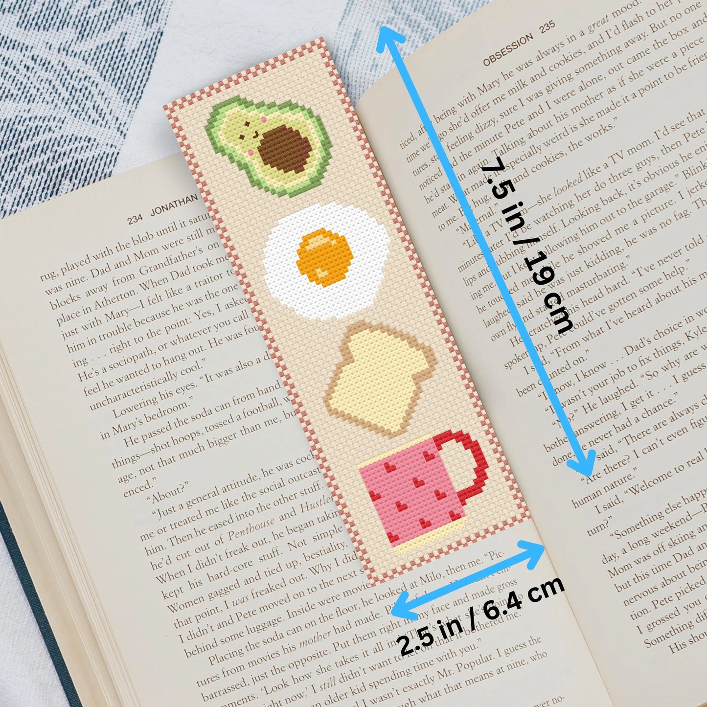 Avocado Breakfast Bookmark Kit – DIY Cross Stitch for Beginners